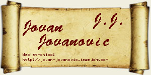 Jovan Jovanović vizit kartica